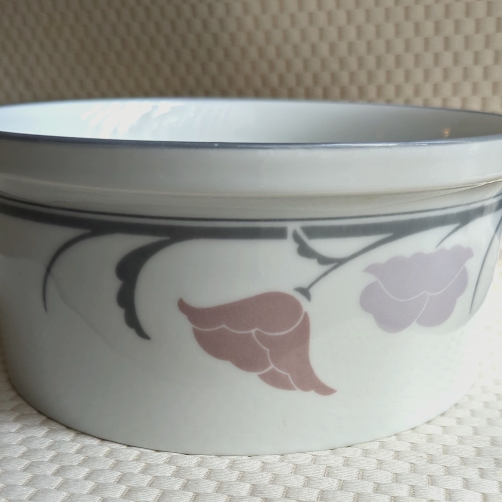 Dansk Tivoli BELLES FLEURS TAUPE Floral Peach Round Bowl